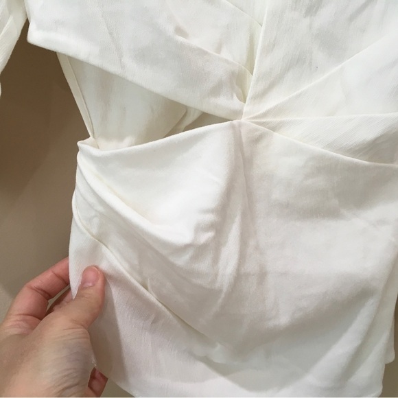 Zara cropped top white Cotton Linen Cut Out Twist size Xs - Picture 3 of 11